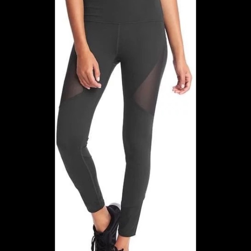 2 FOR $20 GAP G Fast True Black Leggings Mesh Side Cut Out  High Rise Small $65